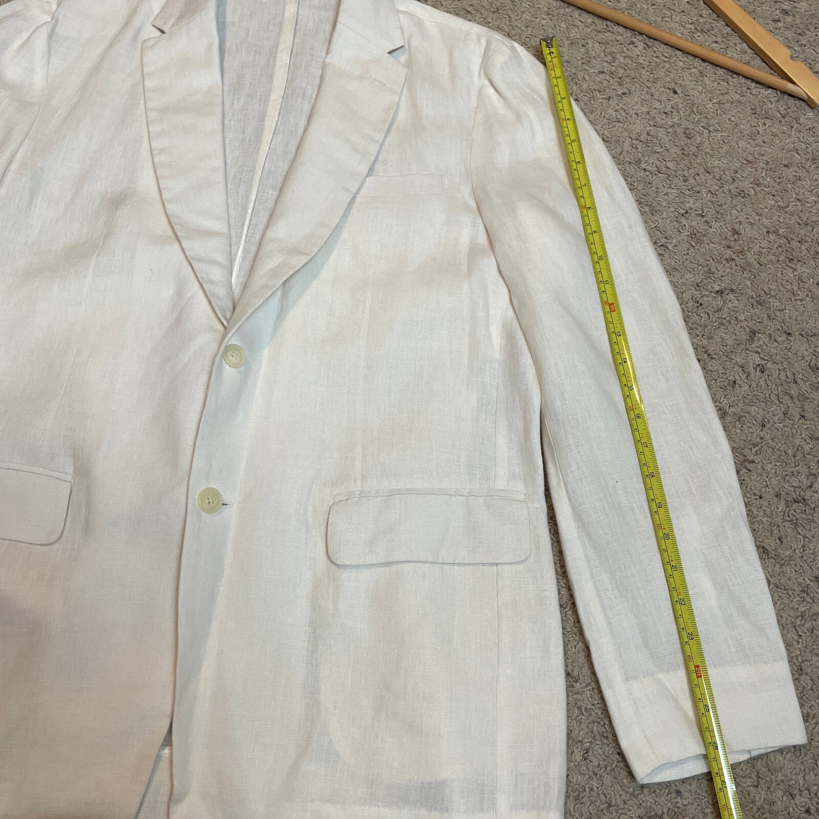 Studio Suits Bespoke Suit Mens 42L 100 Linen Ivory B… Gem