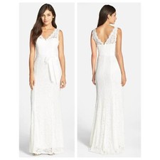 ADRIANNA PAPELL Sleeveless Lace Overlay Illusion Gown Size US/14