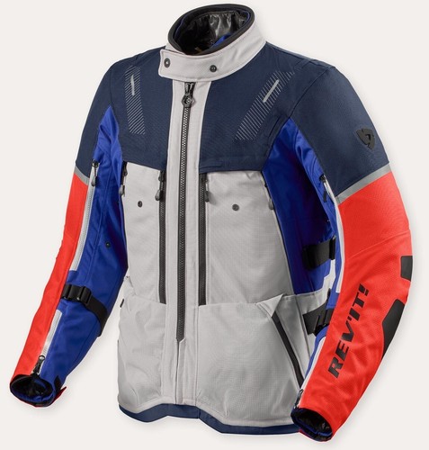 GIACCA JACKET MOTO REV'IT REVIT SAND 5 H2O TRE STRATI SILVER BLU RED TG L