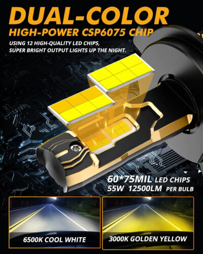 LED HEADLIGHT BULBS GX BI-COLOR SERIES DUAL COLOR SWITCHBACK - Picture 2 of 13