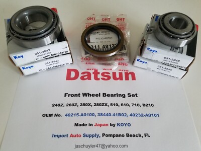 Front Wheel Bearing Kit fits Datsun 240Z 260Z 280Z 280ZX, 510 610 710 B210 (KOYO