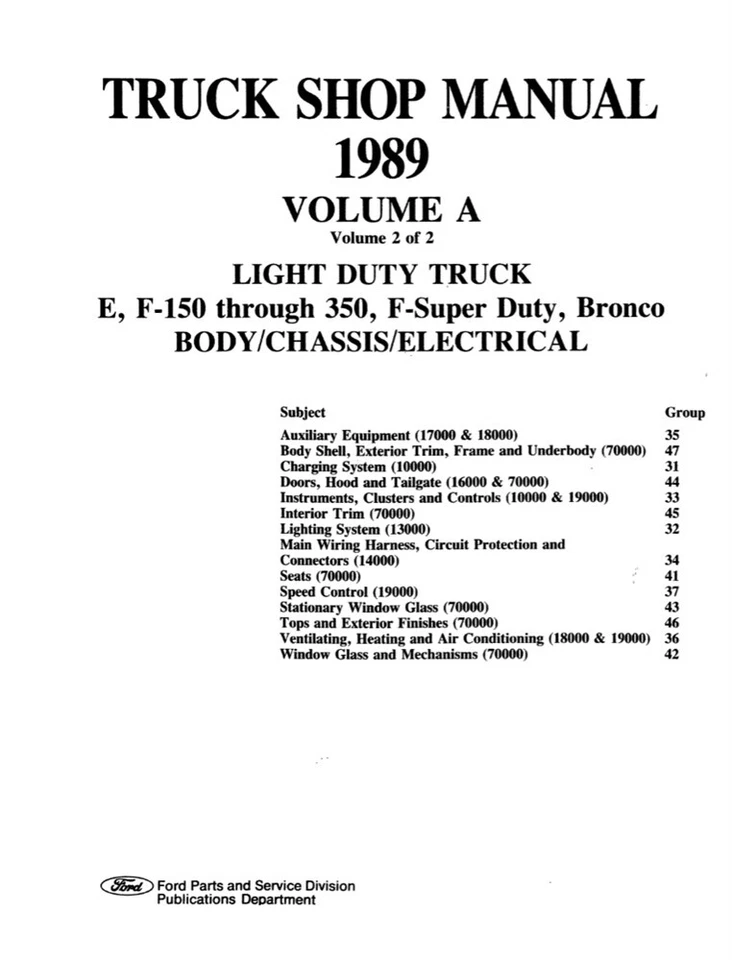 Camión Ford Bronco Econoline 1989 taller reparación manual motor transmisión equipo original Foto 3 de 4