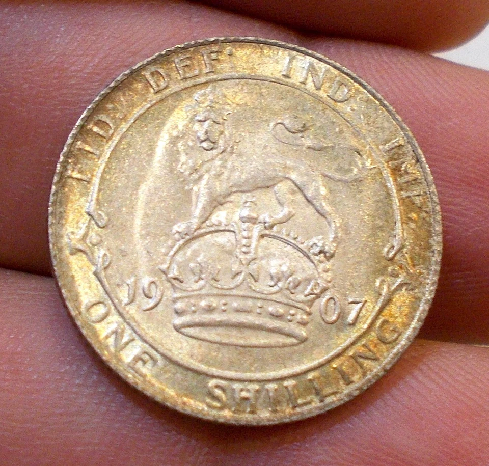 1907 BRITISH SHILLING KING EDWARD VII SILVER COIN! BU+ CONDITION! - Image 4 of 4