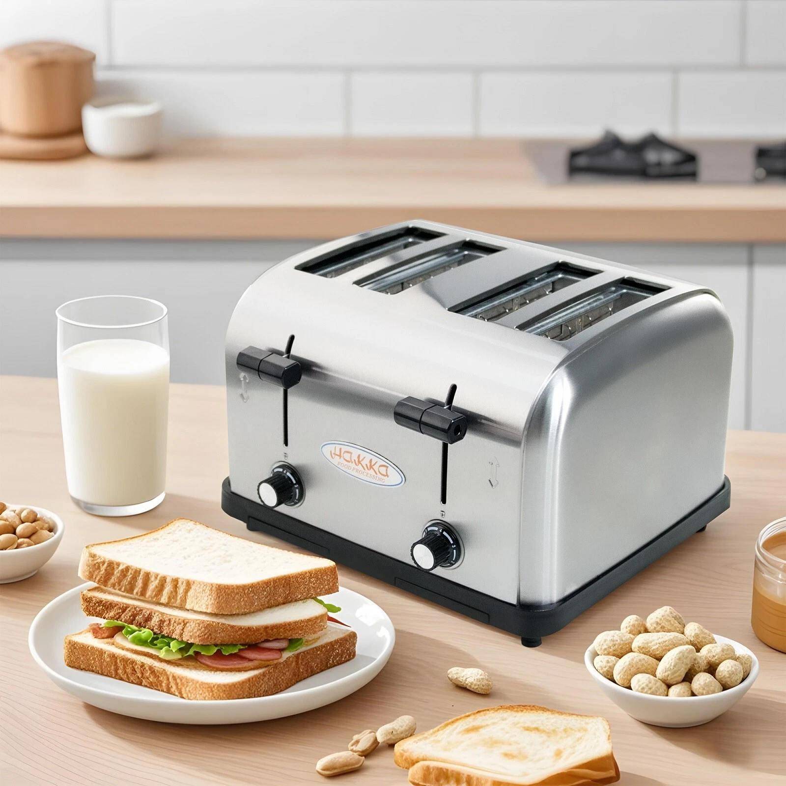 Hakka 4 Slice Toaster Oven Commercial Heavy-Duty Stainless Steel Bread Toaster
Opens in a new window