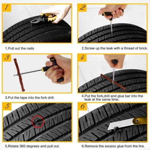 Emergency Tubeless Car Tyre Puncture Repair Grip Tool Flat Tyre Plug Puncher Kit - Picture 8 of 9