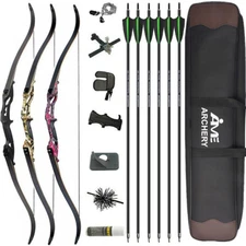 56'' Archery Takedown Recurve Bow 30-50lbs Carbon Arrow Bow Bag Hunting Shooting