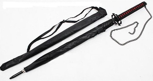 S2712 BLEACH TENSA ZANGETSU MOON CHOPPER BLACK SAMURAI SWORD UMBRELLA BAG 39.5" - 第 3/4 張圖片