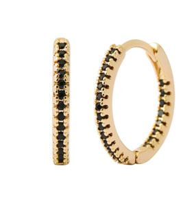 Authentic 2Pcs Men Women 15mm 18K Gold Plated CZ Huggie Hoop Earrings Silver Gold TH1