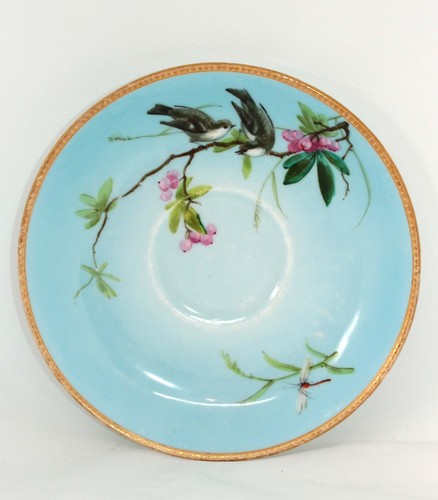 RARE ANTIQUE AESTHETIC MOVEMENT MINTON HAND PAINTED TRIO CUP, SAUCER & PLATE - Picture 14 of 22