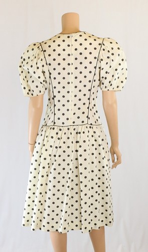 Picture Me Vintage 80s Black & White Polka Dot Party Prom Dress sz 9 - Picture 3 of 3