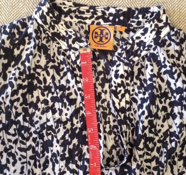 Abito copricostume da spiaggia Tory Burch blu navy manica lunga taglia 6! condizioni nuove