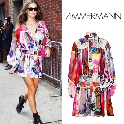 RARE $1,350 Zimmermann Wavelength Poster Print Silk Mini