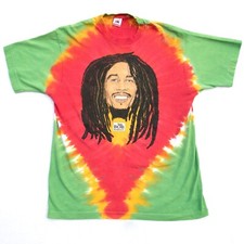Vintage Bob Marley Puffy Tie Dye T-Shirt XL Single Stitch Made in USA Reggae