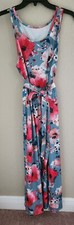 WOMENS Size S LONG MAXI SLEEVELESS FLORAL DRESS Sash Tie/Hair Band NEW