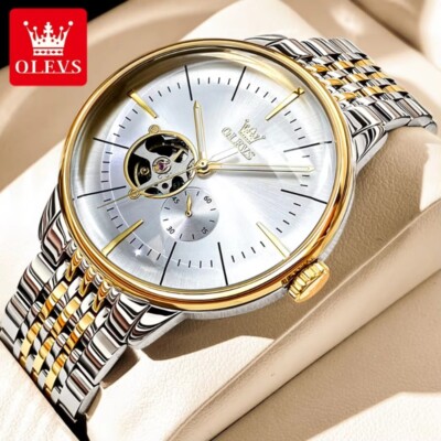 OLEVS Luminous Waterproof Hollow Skeleton Automatic Mechanical Watch for Men