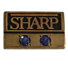 Vintage SHARP Tie Tack Gold Sapphire Employee Service Award Pin D13