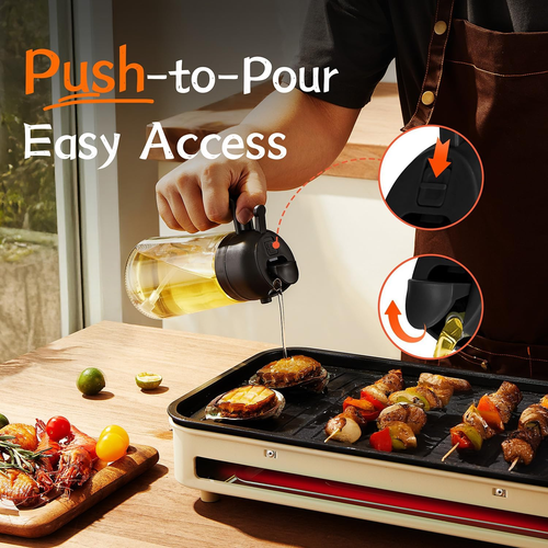 16Oz/470Ml Glass Olive Oil Sprayer for Cooking - 2 in 1 Olive Oil Dispenser for - Picture 4 of 12