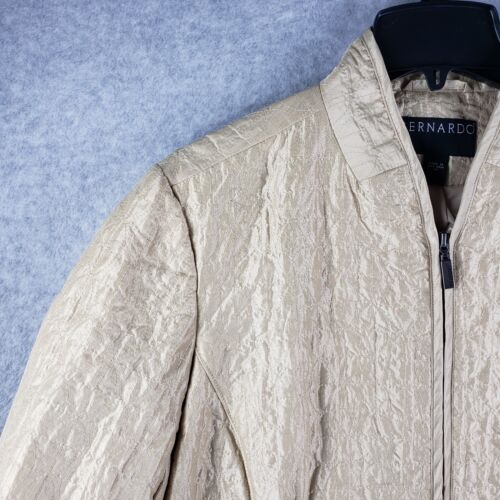 Bernardo Jacket Womens 2X Sand Tan Quilted Long Sleeve Full Zip Blazer - Picture 2 of 23