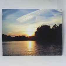 Sunset/Sunrise Water Scene 11" x 14" Lake River Ocean Stretched Canvas 433402652