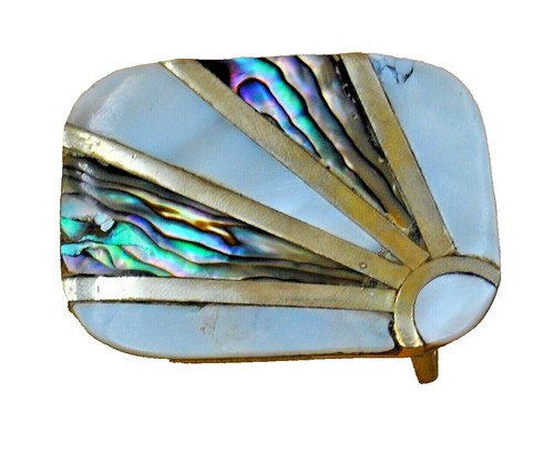 Alpaca Silver Fish Barrette in Blue and Black Inlaid with  display picture 2