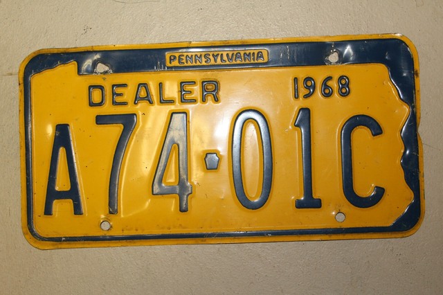 PA VINTAGE 1968 CAR DEALER LICENSE PLATE eBay