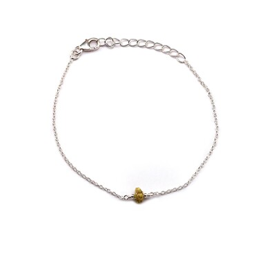 Raw Diamond Bracelet Gemstone Bracelet Set in 925 Silver Yellow 17 to 20.5 cm