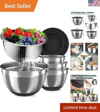 Multi-Size Stainless Steel Mixing Bowls with Non-Slip Base & Airtight Lids