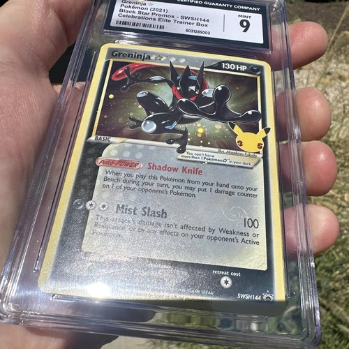 Greninja Gold Star Celebrations Promo Pokémon Card CGC 9 Error Holo Bleed Swirl