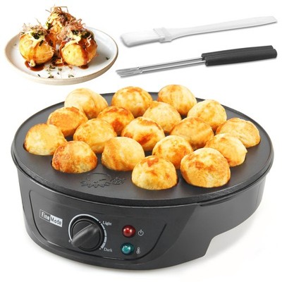 Takoyaki Maker Pan with Temperature Control, Tools and Recipes, Make 18 Japan...