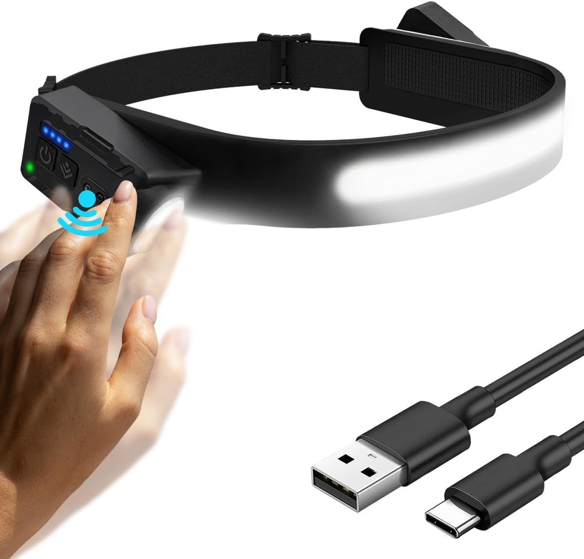 Lumilight Head Torch Rechargeable – Super Bright LED Headtorch with USB, 5 Light