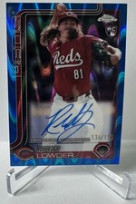 2025 Topps Chrome ~ Rhett Lowder ~ Blue Raywave Refractor Auto /150 #RA-RL ~Reds