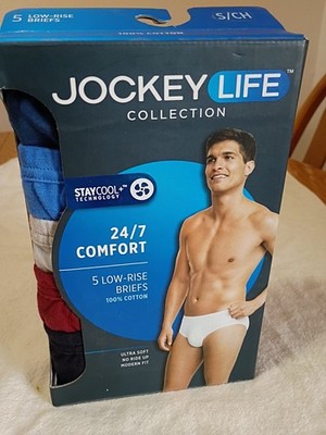 Jockey Life Collection 5 Pk Low-Rise Briefs Mens Size Small