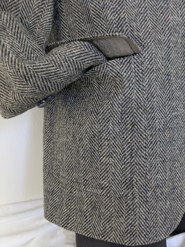 Giacca blazer vintage Lands End marrone spina di pesce tweed 100% lana cappotto sportivo 42 - Foto 5 di 18
