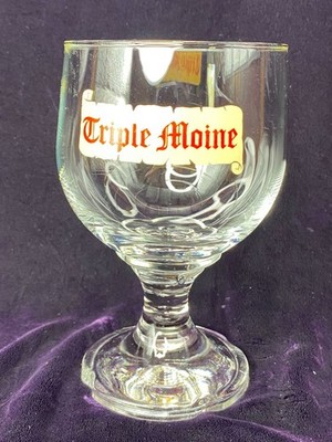 Triple Moine Belgian Beer Glass 12 Oz Chalice Style With Gold & Red Label