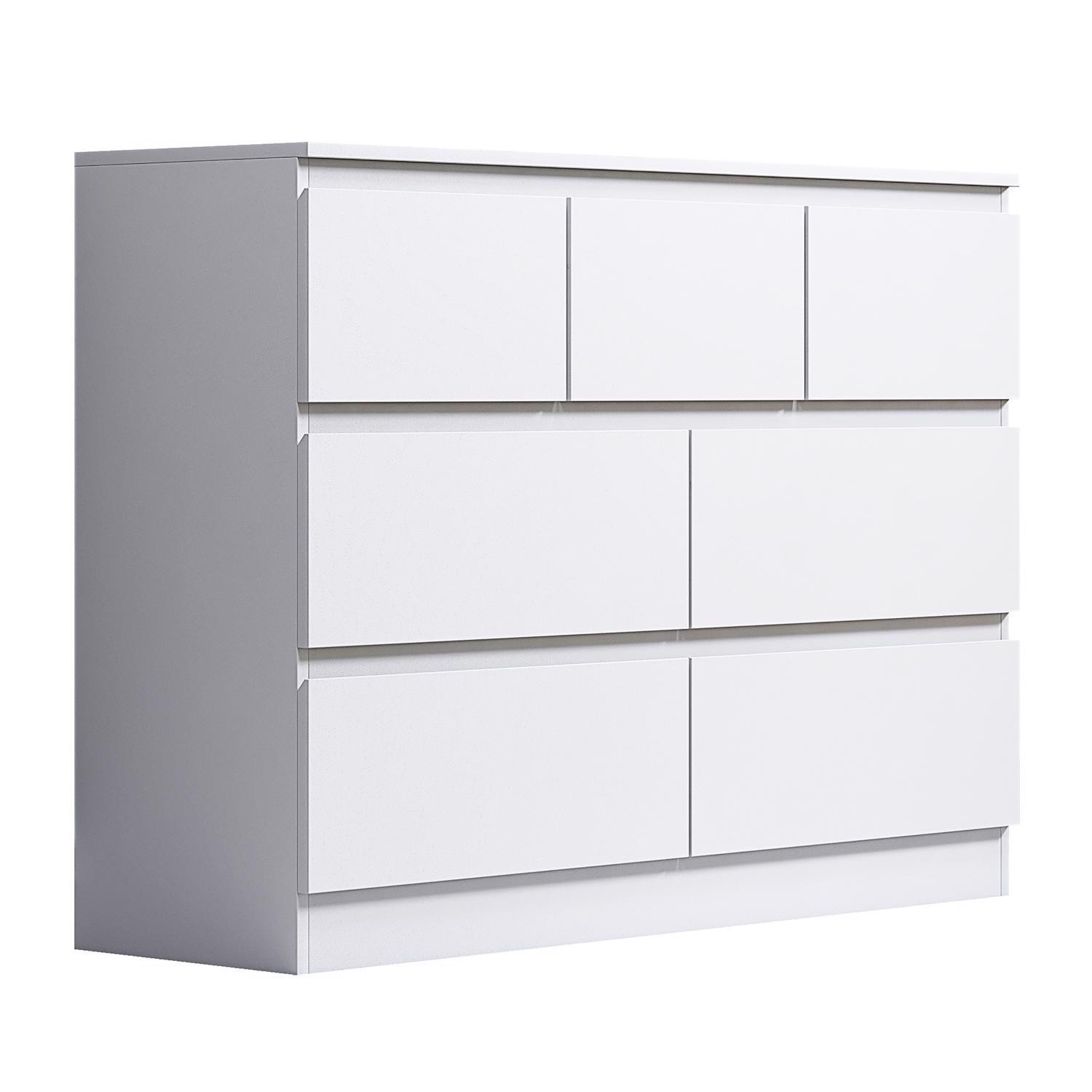 7 Drawer Merchant Chest of Drawers Matt White Scandinavian Style Furniture