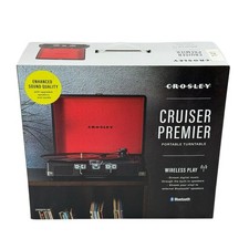 Crosley CR8005G-BK Cruiser Premier Vinyl Record Player with Speakers  Bluetooth