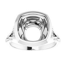 925 Sterling Silver Semi Mount Ring Setting Cushion 11mm Without Center Stone