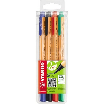 Stabilo Feinschreiber GREENpoint 0,8mm sort 4 St.