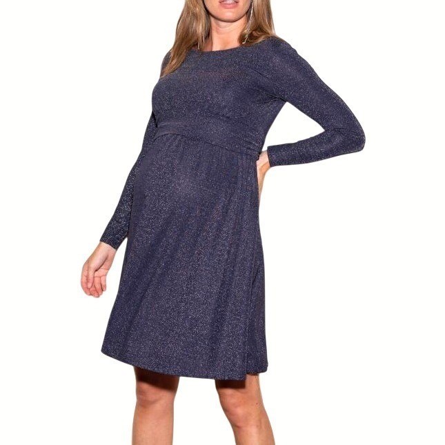 knee length dresses for ladies Pink Sequined Short Sleeves Sparkly Maternity Maxi Dress