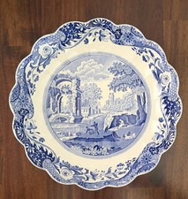 Spode Blue Italian 10" Scalloped Serving Bowl England 1996 V Date Mark Vintage