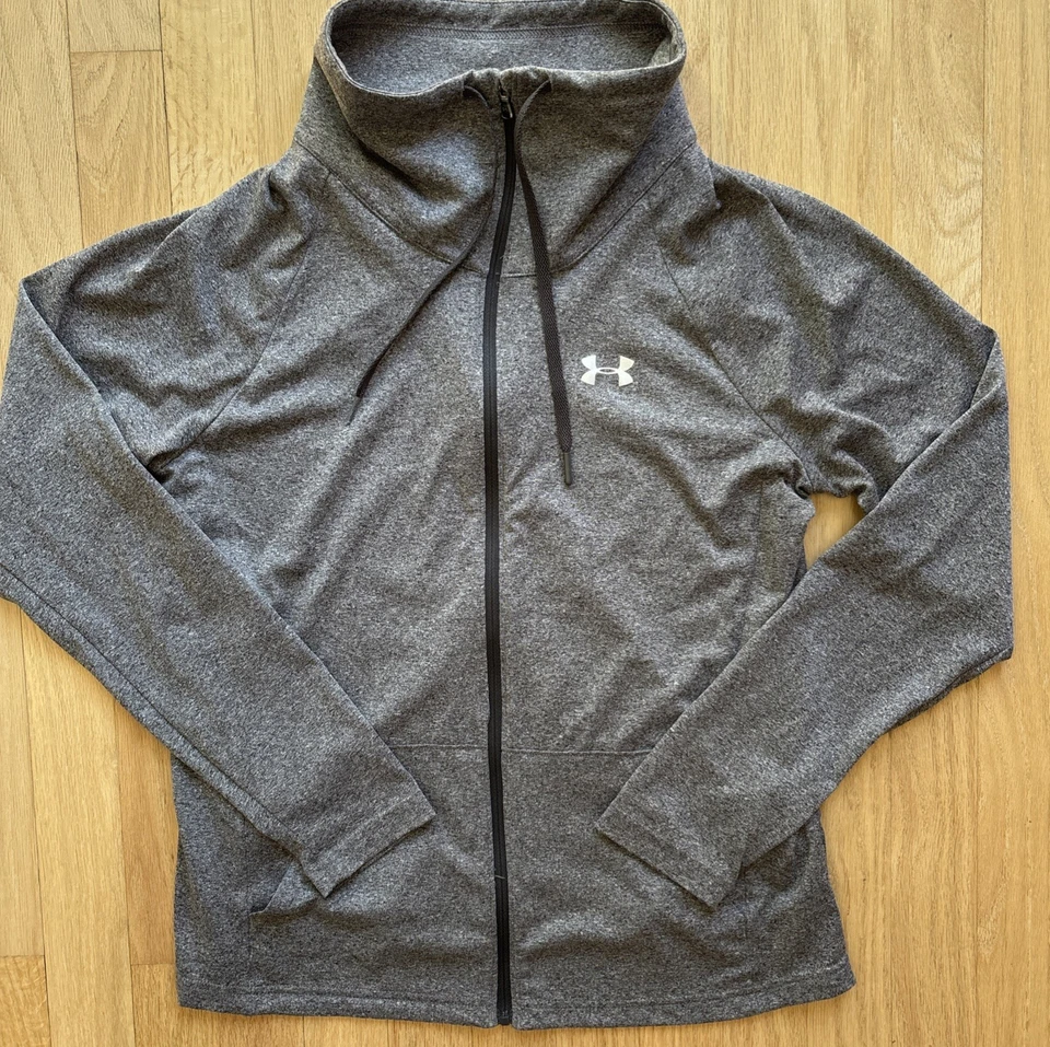 Chaqueta ligera gris con cremallera completa Under Armour Heat Gear para mujer talla mediana Foto 2 de 4