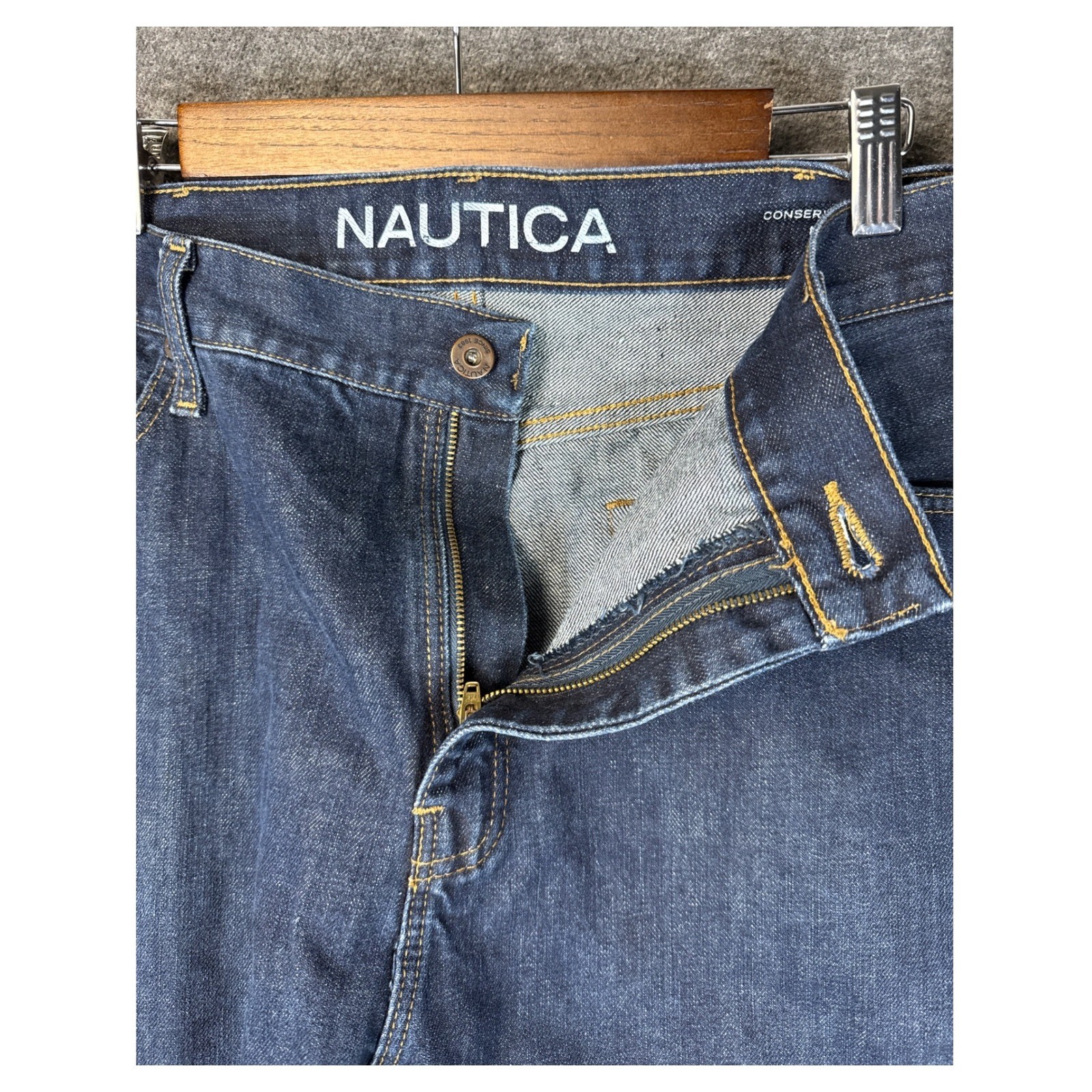 Nautica Straight Fit Dark Wash Denim Jeans Pants Mens Size 40 x 32 Academia EUC image 3
