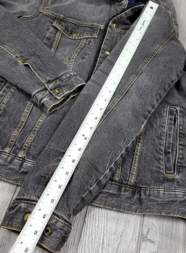 Chubbies Men's Fade Gray Denim Sherpa Black Lined Trucker Jacket Pockets Size M image 19
