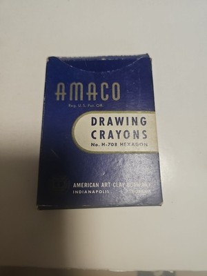 Vintage Amaco Drawing Crayons Set Of 8 Decent Condition Made In USA Rare And Htf