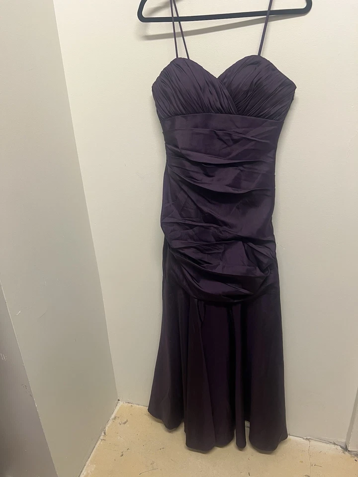 Bill Levkoff Eggplant Plum Maxi Dress Ruched Long Formal Sleeveless Gown Size 6 - Image 2 of 4