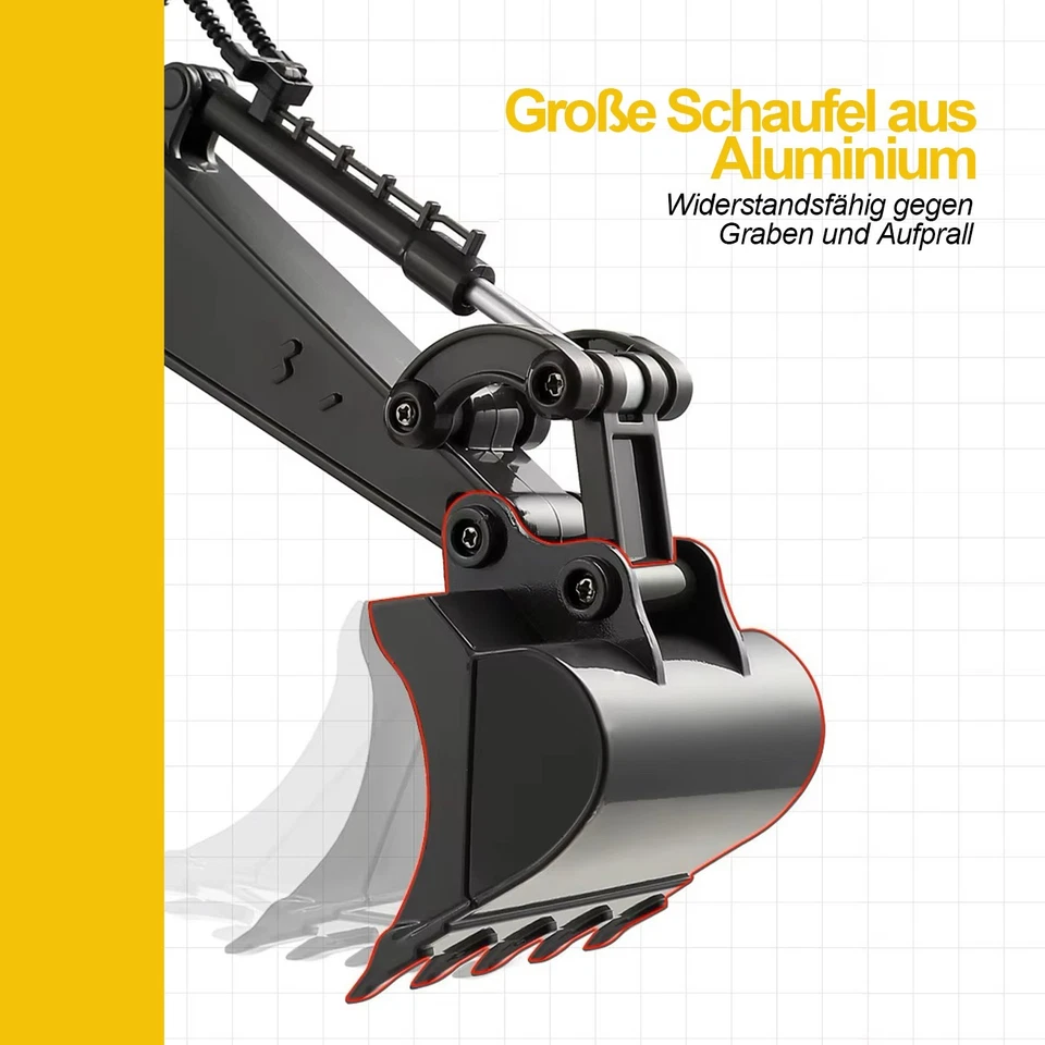 RC-Bagger Ferngesteuerter Bagger Spielzeug, 1:18 RC Bagger mit Metallschaufel - Bild 4 von 4