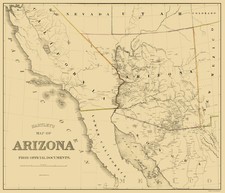 Historic State Map - Arizona - Hartley 1863 - Vintage Wall Art