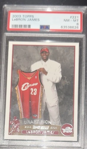 2003 Topps: Lebron James, Rookie RC, #221 PSA 8 Perfectly Centered.