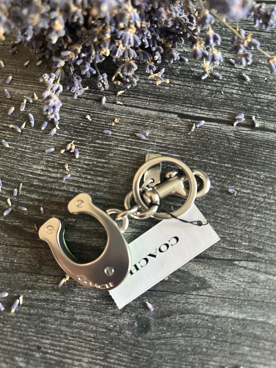 Coach Signature Bag/Key Charm key with pouch Silver/Pale Pistachio