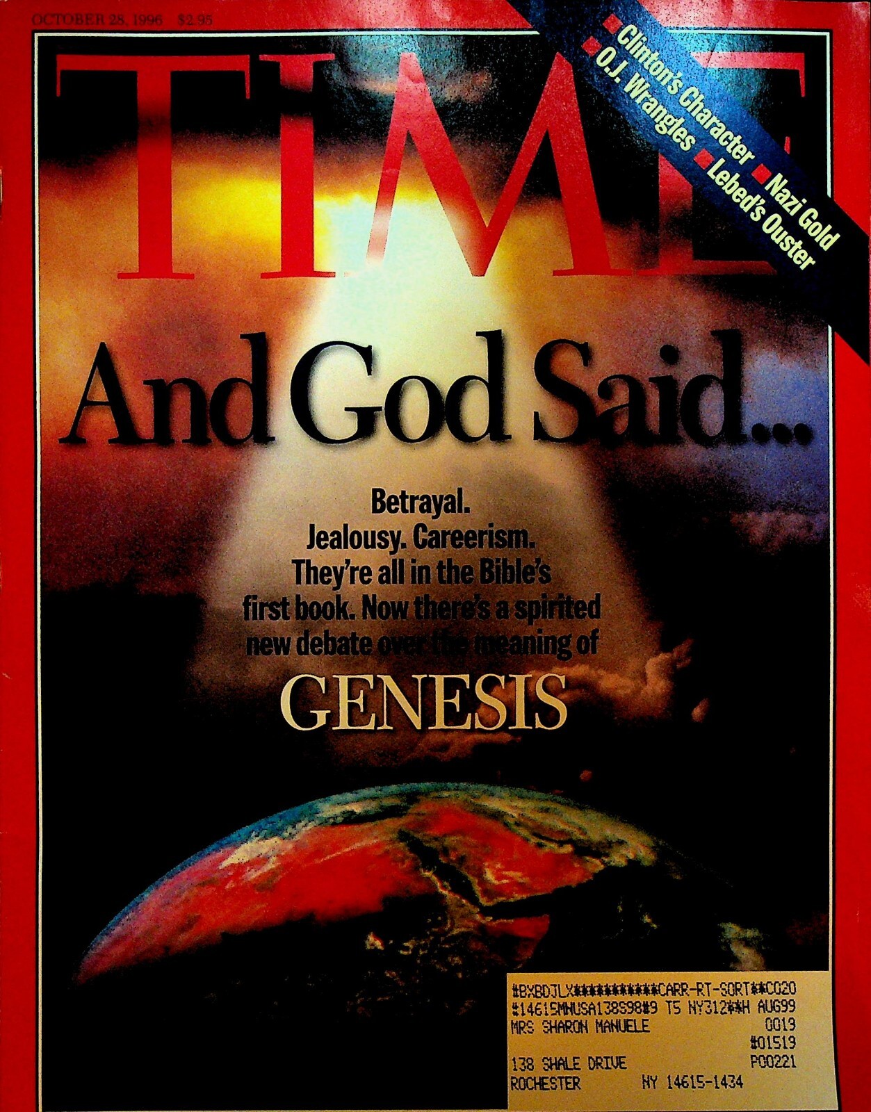 Time Magazine October 28 1996 OJ Simpson Book of Genesis Pterosaurs